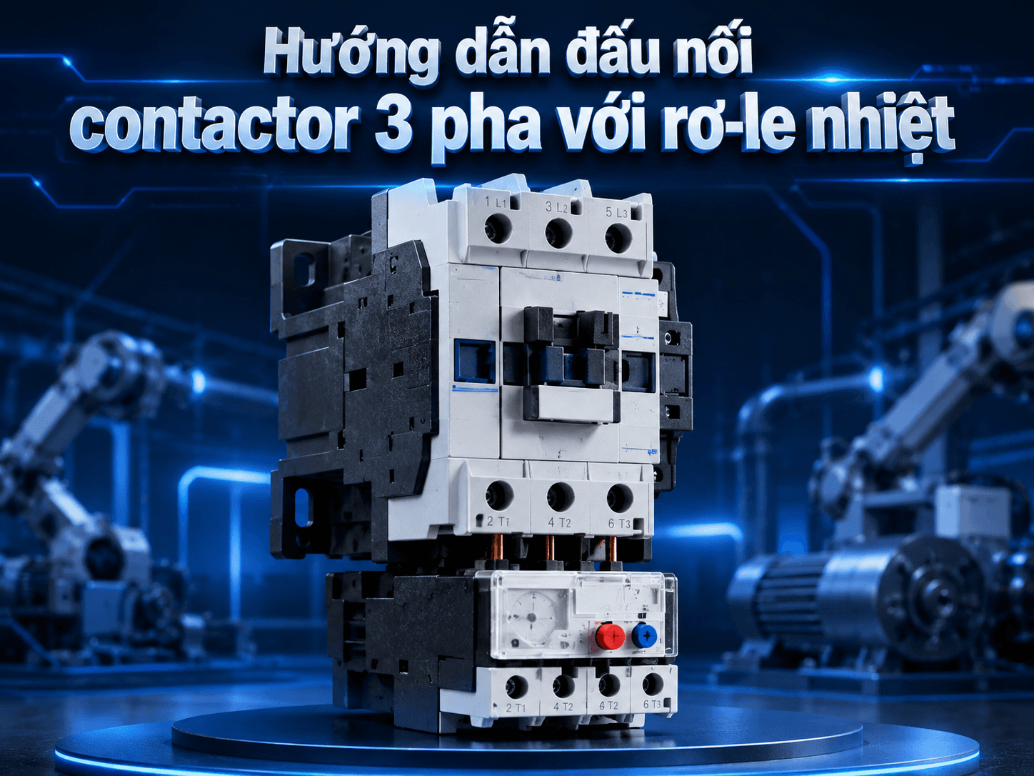 Hướng dẫn đấu nối contactor 3 pha với rơ-le nhiệt